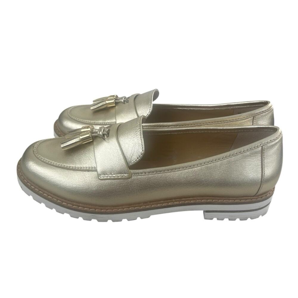 Talbots Tassel Loafer Women's Size 6 M Gold Metallic Leather Slip On Comfort - Picture 2 of 14